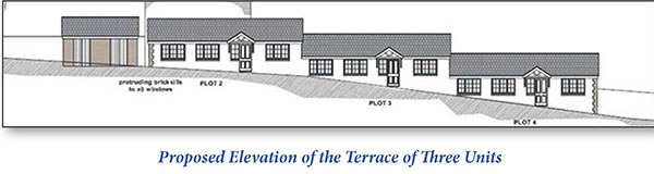 Lot: 110 - SUBSTANTIAL TOWN CENTRE PREMISES WITH PLANNING TO CREATE TEN UNITS - Proposed Elevation of the Terrace of Three Units